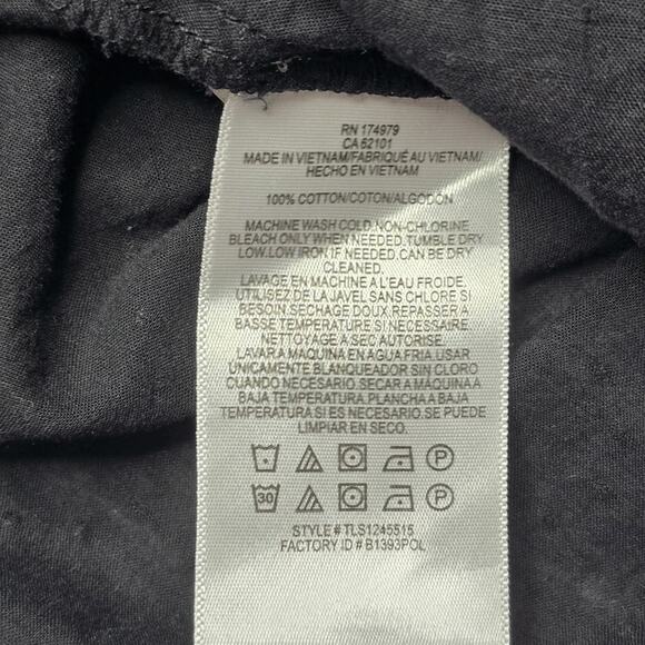 BCBG MaxAzria 100% Cotton Black Textured Polka Dot Lace Up Collar Blouse Large - Picture 12 of 13